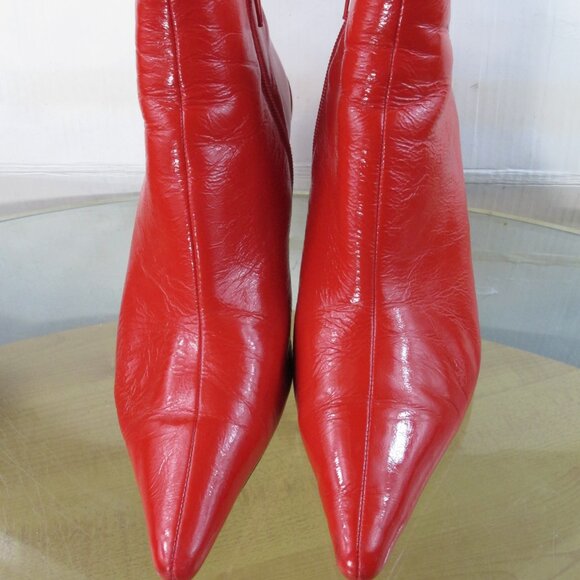 Jeffery Campbell Women's Stiletto Ankle Booties Red Patent Leather Size 8 - Picture 2 of 9